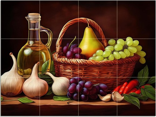 Tile mural fruit basket garlic - mural,